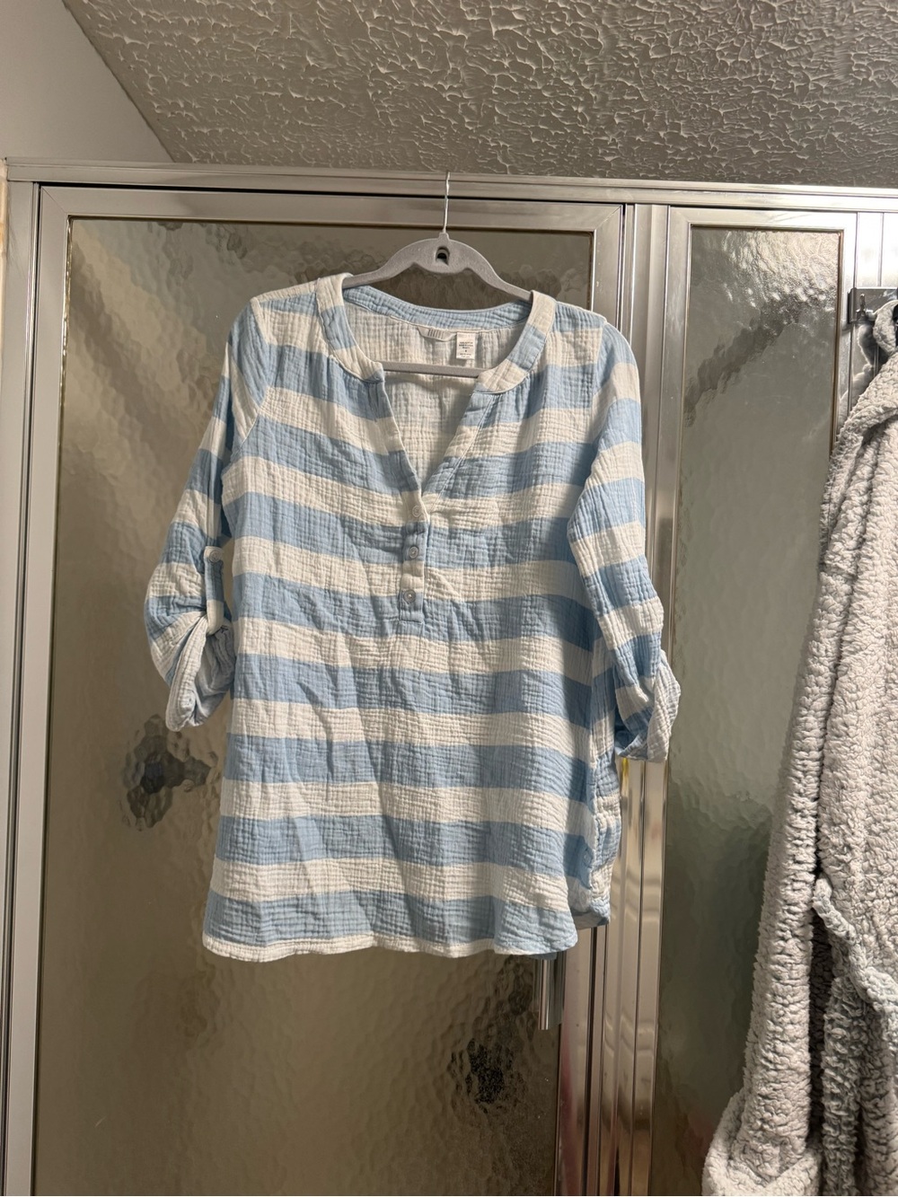 Kaktus Light Blue & White Striped Tunic Top